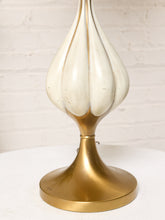 Load image into Gallery viewer, Image 17 of 19: Mid-Century Sculptural Brass &amp; Ivory Table Lamp with Blue Shade
