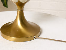 Load image into Gallery viewer, Image 19 of 19: Mid-Century Sculptural Brass &amp; Ivory Table Lamp with Blue Shade
