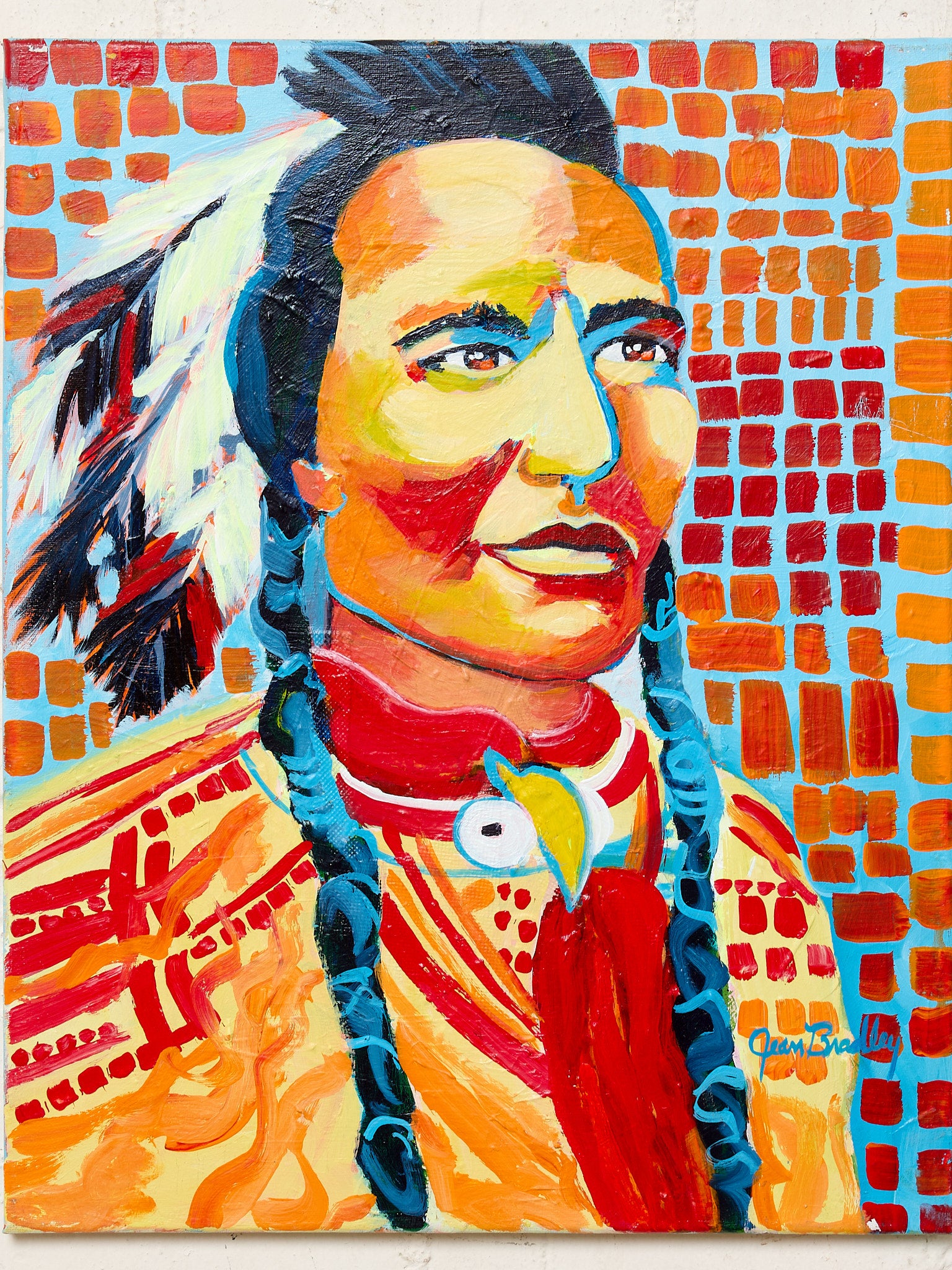 Native American Portrait Painting by Jean Bradley | Contemporary Art ...