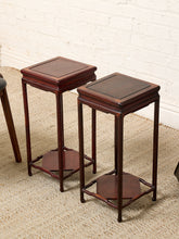 Load image into Gallery viewer, Image 16 of 16: Vintage Reddish-Brown Wood Side Table with Lower Shelf
