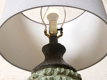 Load image into Gallery viewer, Image 11 of 17: Vintage Textured Sage Green &amp; Charcoal Brown Table Lamp
