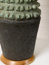 Load image into Gallery viewer, Image 15 of 17: Vintage Textured Sage Green &amp; Charcoal Brown Table Lamp
