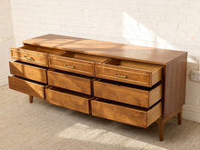 Load image into Gallery viewer, Image 19 of 21: Vintage Mid-Century Modern Dixie Furniture Co. 9-Drawer Walnut Dresser
