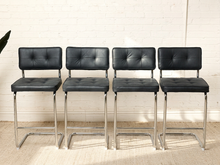 Load image into Gallery viewer, Image 16 of 17: 1970s-Style Black Tufted Cantilever Counter Stool
