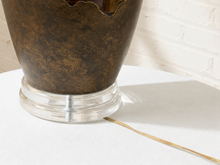 Load image into Gallery viewer, Image 17 of 17: Vintage Sculptural Metallic Table Lamp with Clear Lucite Base

