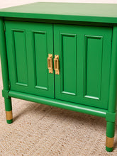 Load image into Gallery viewer, Image 13 of 21: Pair of Vintage Kelly Green Fluted Cabinet Nightstands
