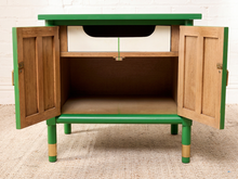 Load image into Gallery viewer, Image 20 of 21: Pair of Vintage Kelly Green Fluted Cabinet Nightstands
