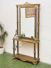 Load image into Gallery viewer, Neoclassical Brass Hall Tree Mirror, Coat Hanger and Console Table
