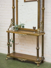 Load image into Gallery viewer, Neoclassical Brass Hall Tree Mirror, Coat Hanger and Console Table
