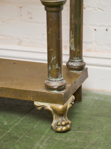 Neoclassical Brass Hall Tree Mirror, Coat Hanger and Console Table