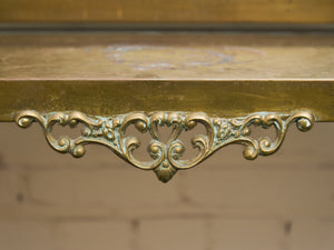 Neoclassical Brass Hall Tree Mirror, Coat Hanger and Console Table