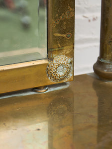 Neoclassical Brass Hall Tree Mirror, Coat Hanger and Console Table