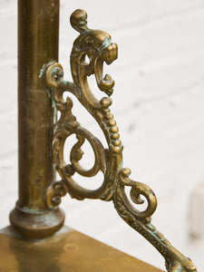 Neoclassical Brass Hall Tree Mirror, Coat Hanger and Console Table