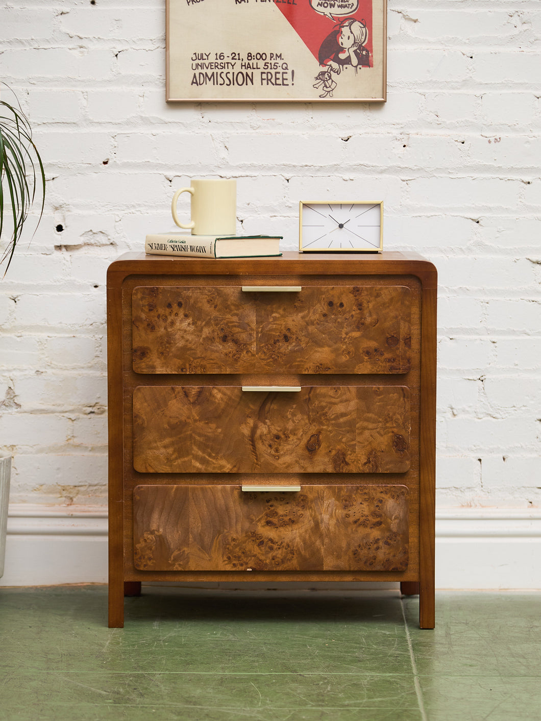 3 Drawer Burl Style Nightstand