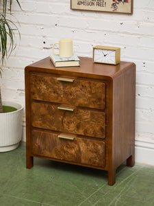 3 Drawer Burl Style Nightstand