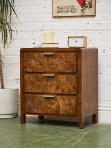 3 Drawer Burl Style Nightstand