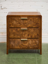 Load image into Gallery viewer, 3 Drawer Burl Style Nightstand
