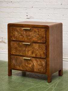 3 Drawer Burl Style Nightstand