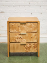 Load image into Gallery viewer, Single Blonde 3 Drawer Burlwood Nightstand
