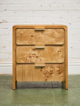 Load image into Gallery viewer, Single Blonde 3 Drawer Burlwood Nightstand
