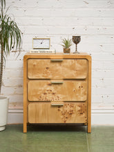 Load image into Gallery viewer, Single Blonde 3 Drawer Burlwood Nightstand
