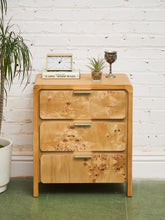 Load image into Gallery viewer, Single Blonde 3 Drawer Burlwood Nightstand
