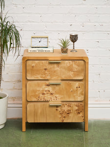 Single Blonde 3 Drawer Burlwood Nightstand