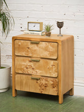 Load image into Gallery viewer, Single Blonde 3 Drawer Burlwood Nightstand

