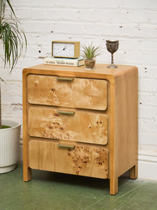 Single Blonde 3 Drawer Burlwood Nightstand