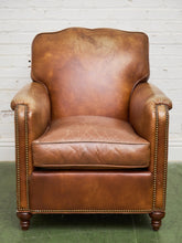 Load image into Gallery viewer, Saddle Leather Club Chair with Nailhead Trim
