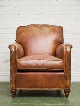 Load image into Gallery viewer, Saddle Leather Club Chair with Nailhead Trim
