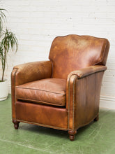 Load image into Gallery viewer, Saddle Leather Club Chair with Nailhead Trim
