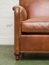 Load image into Gallery viewer, Saddle Leather Club Chair with Nailhead Trim
