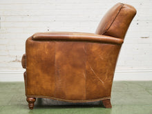 Load image into Gallery viewer, Saddle Leather Club Chair with Nailhead Trim
