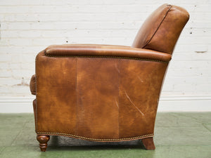 Saddle Leather Club Chair with Nailhead Trim