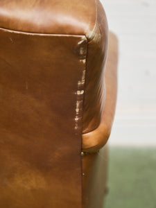 Saddle Leather Club Chair with Nailhead Trim