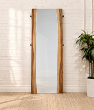 Load image into Gallery viewer, Image 1 of 4: Velez full-length standing floor mirror in Two-Tone Walnut with sculpted live-edge wood frame and curved inner edges

