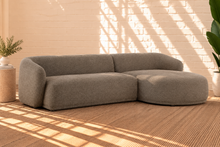 Load image into Gallery viewer, Vera mushroom taupe lattice bouclé modular sectional sofa with rounded arms and right-facing chaise
