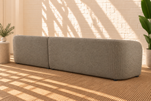 Load image into Gallery viewer, Vera mushroom taupe lattice bouclé modular sectional sofa with rounded arms and right-facing chaise
