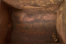 Load image into Gallery viewer, A close-up view inside a rustic brown leather or suede box, showing the textured interior surface with natural creases and a warm reddish-brown tone.
