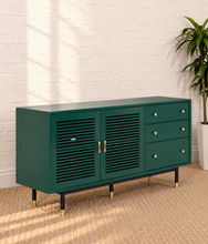 Load image into Gallery viewer, Image 3 of 5: Yvette High TV Stand with Storage in Juniper Green
