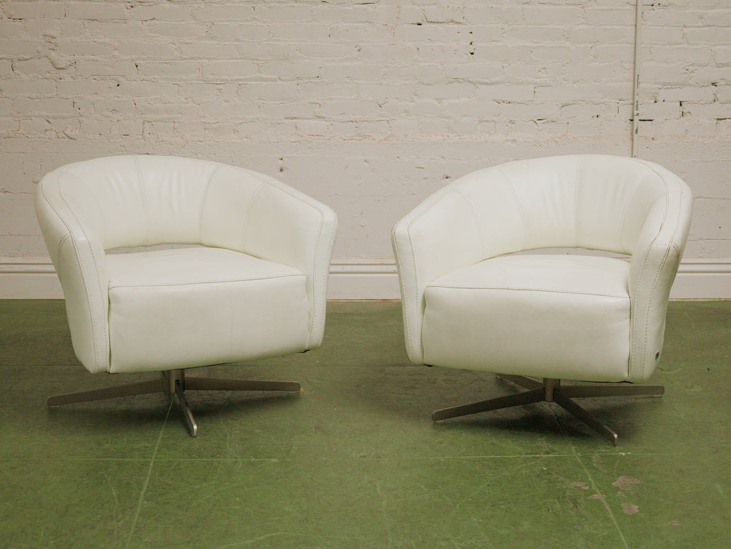 Leather Swivel Club Chairs