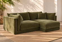 Load image into Gallery viewer, Image 3 of 4: Hansel two-piece modular sectional sofa in Amici Moss, right-facing configuration shown from the opposite three-quarter angle
