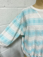 Load image into Gallery viewer, Vintage Crinkle Teal and White Sports Shirt

