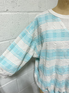 Vintage Crinkle Teal and White Sports Shirt
