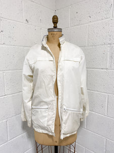 Vintage Cream White Wind Breaker with Hood - As Found