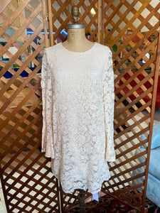 Betsy Johnson Cream Lace Dress with Bell Sleeves (10)