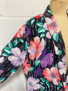 Vintage Tropical Floral Lightweight Blazer- Plus Size
