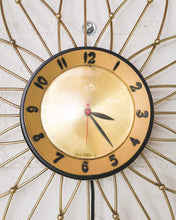 Load image into Gallery viewer, Gold Vintage Sunburst Clock

