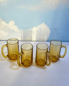 Set of 4 Amber Glass Beer Mugs